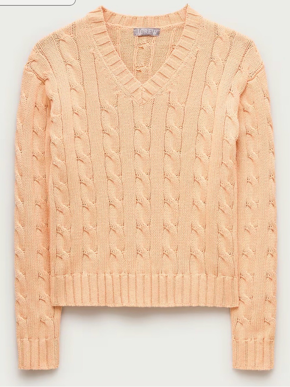NWT J CREW Cable Knit High V-Neck Sweater in Heritage Cotton XL